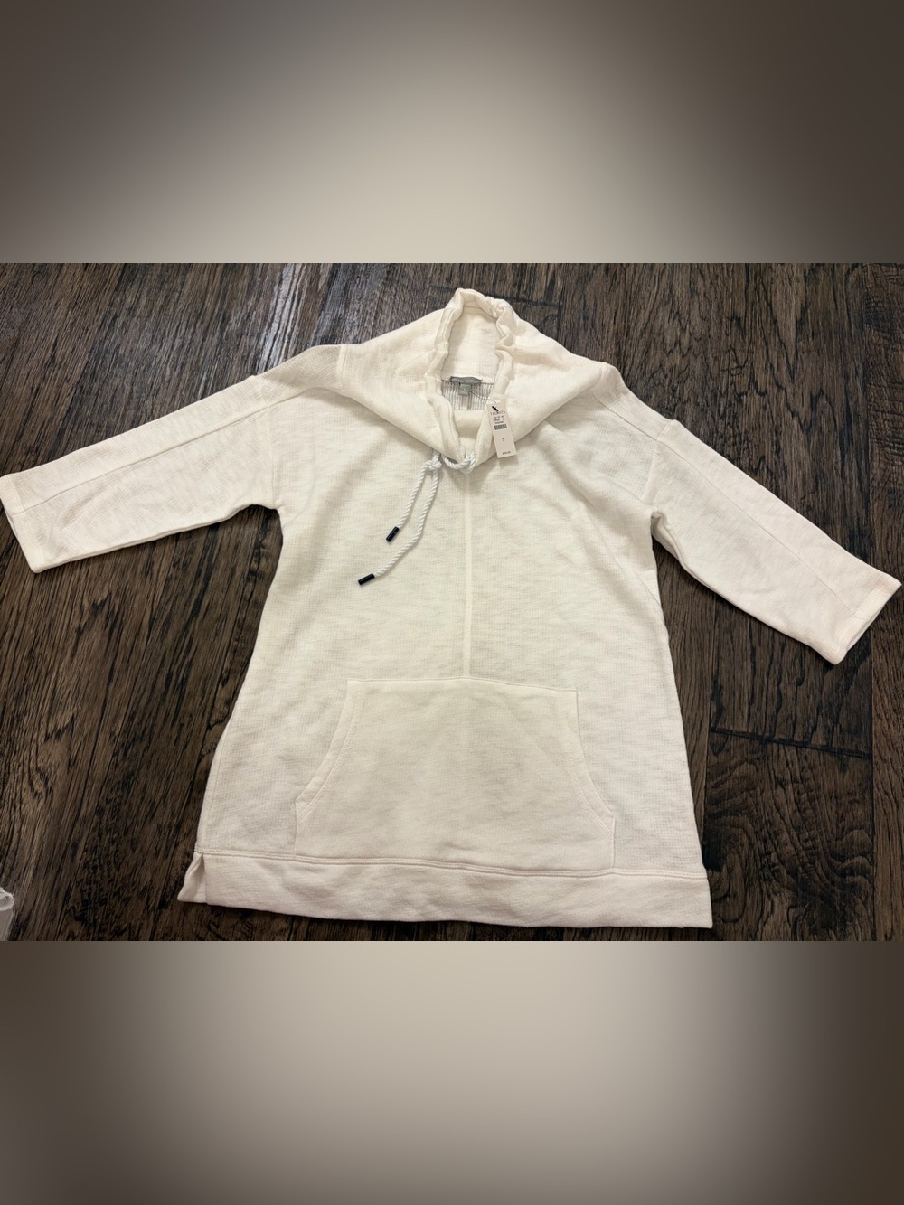 Talbots Cream Short-Sleeve Hoodie Turtleneck Sweater